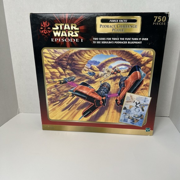 Vintage Star Wars Episode 1 podrace challenge 750 pcs double sided puzzle Hasbro - Picture 1 of 5